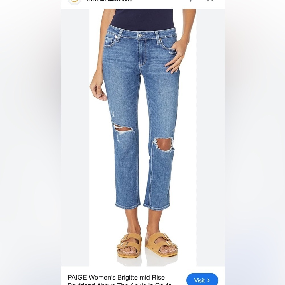 PAIGE Brigitte mid Rise Boyfriend Above The Ankle Womens 25